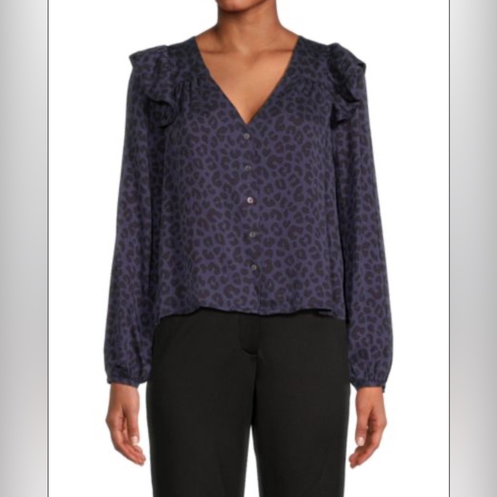 Marine Layer Rory long sleeve ruffle blouse, size small, new with tags